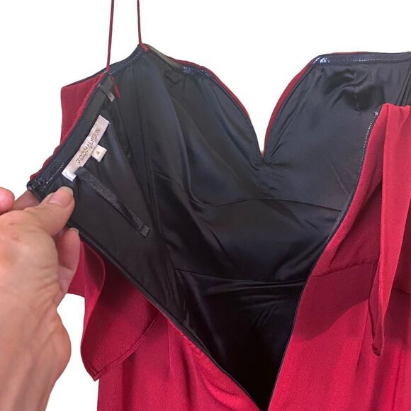 Kobi Halperin Trina Sweetheart Tiered Silk Red Cocktail Dress Size 4 - Picture 9 of 13